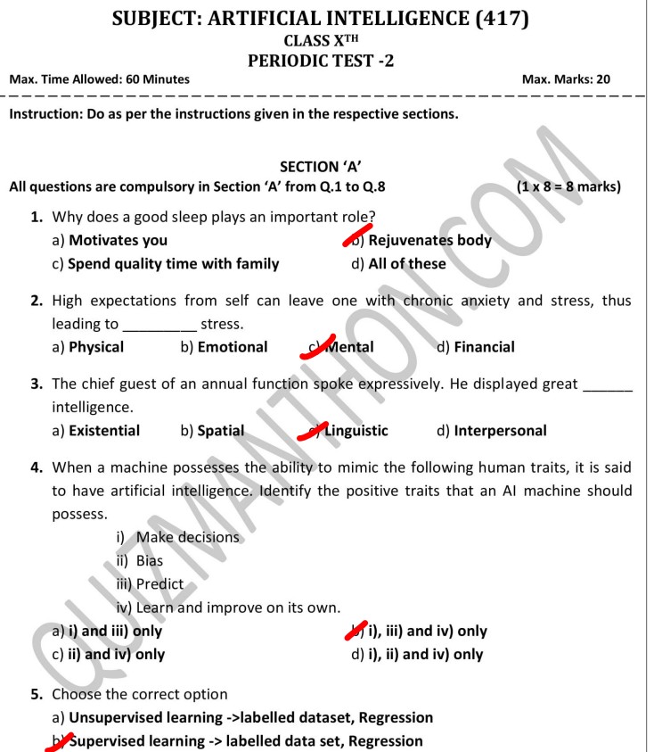 Sample Question Paper (2021-22)